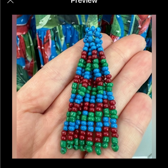 Farm Rio Dream Garden Mini Dress Ruffle Tassel Tie size Small in Blue Swiss Dot - Picture 8 of 12